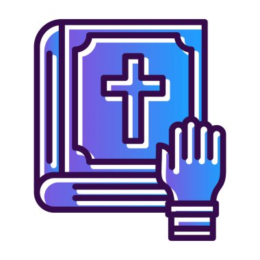 İncil kitabı Hıristiyan ikonu vektör illüstrasyonu ince çizgi