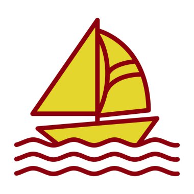 Yelkenli ikonu. Web için yelkenli vektör simgelerinin özet çizimi