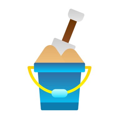 Kum kovası kürek ağ simgesi, basit vektör illüstrasyonu