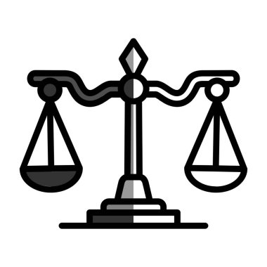 Adalet ve hukuk simgesi, vektör illüstrasyonu