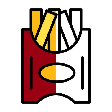 Patates kızartması düz simgesi, vektör çizimi basit tasarım