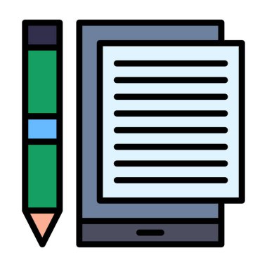 Kalem ve kalem vektör simgesi. Beyaz ve renkli olarak izole edilmiş basit vektör simgesi gösterimi.