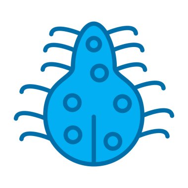 Beyaz arkaplanda mavi virüs simgesi