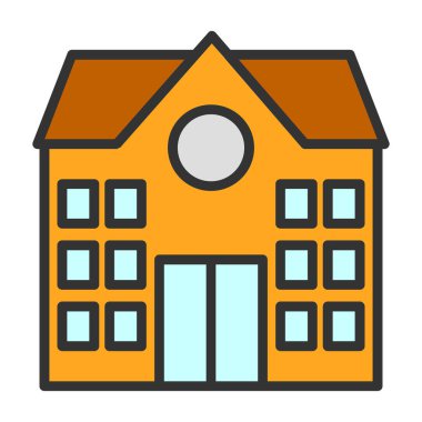 okul binası ikon vektör illüstrasyonu 