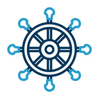 Direksiyon ikonu. Web için basit bir tekerlek vektör simgesi çizimi                    