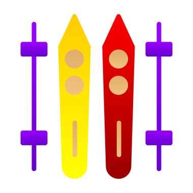 Kayaklar ve çubuklar simgesi, vektör basit illüstrasyon