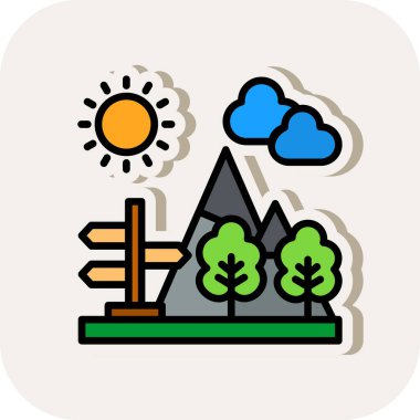 Beyaz arkaplanda izole edilmiş çizgi biçimindeki dağ simgesi.