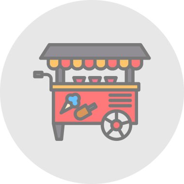 Basit dondurma arabası simgesi, vektör illüstrasyonu