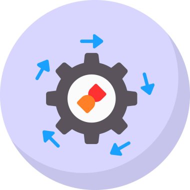 iş yönetimi düz simgesi, dişli, çözüm