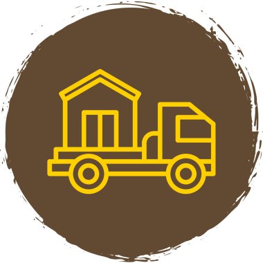 ev simgesiyle dağıtım kamyonu, vektör illüstrasyonu