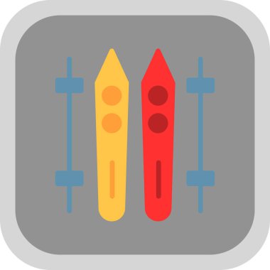 Kayaklar ve çubuklar simgesi, vektör basit illüstrasyon