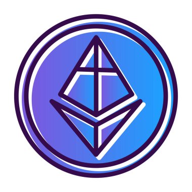 ethereum kripto para birimi mavi renk vektör çizimi