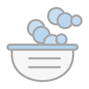 Sabun köpük ikonlu bir kase sıvı. 