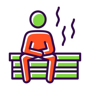 Sauna siluetindeki adam ağ simgesi, vektör illüstrasyonu 