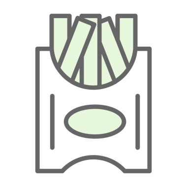 Patates kızartması düz simgesi, vektör çizimi basit tasarım