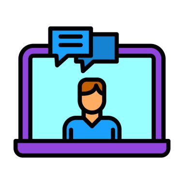 çevrimiçi sohbet renk simgesi. Online iletişim. Konuşma baloncuğuyla konuş. Konuş. vektör illüstrasyonu