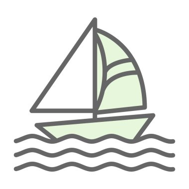 Yelkenli ikonu. düzenlenebilir vektör ana hatları renk doldurma tasarımı