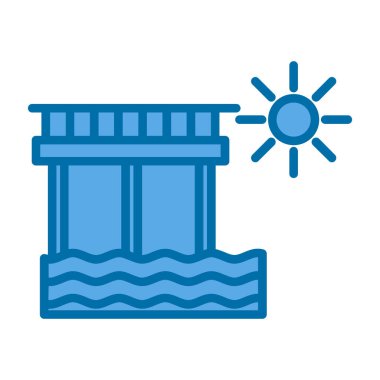 deniz ve sahil simgesi, çizgi biçimi, vektör