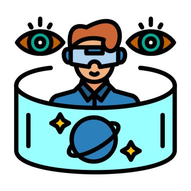 sanal vr gözlük simgesi, vektör illüstrasyonu