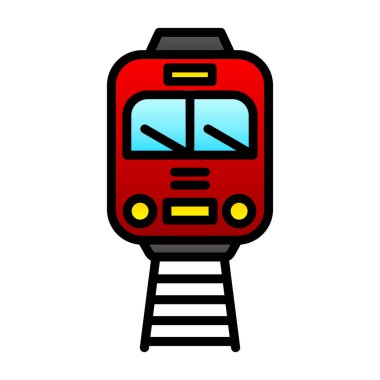 Beyaz arkaplanda kırmızı tramvay, illüstrasyon, vektör.