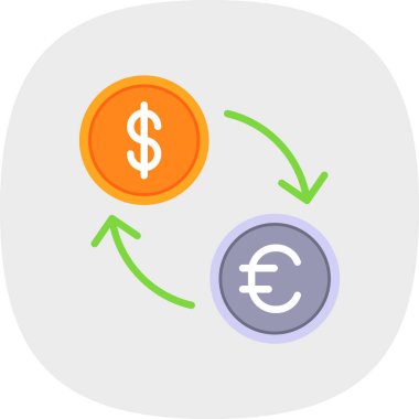 Para birimi renk simgesi, vektör illüstrasyonu basit tasarım