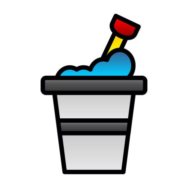 Kum kovası kürek ağ simgesi, basit vektör illüstrasyonu