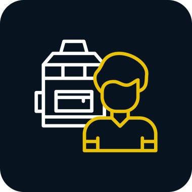 Sırt çantası simgesi, grafik tasarımı, vektör illüstrasyonu 