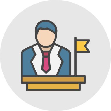 Dizüstü bilgisayarı ve mikrofonu olan bir adamın vektör çizimi