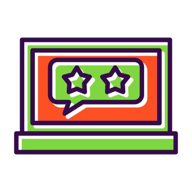 Dizüstü bilgisayarda gözden geçirme imzası, vektör illüstrasyonu basit tasarım