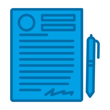 Sözleşme ve kalem düzlüğü simgesi, vektör illüstrasyonu