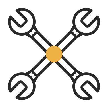 Çapraz anahtar ağ simgesi, vektör illüstrasyonu 