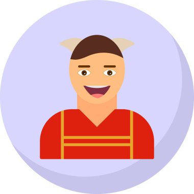Çinli adam ikonu. Web için Asyalı adam vektör simgesinin düz çizimi
