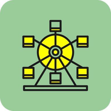 Dönme dolap ağ simgesi, vektör illüstrasyonu 