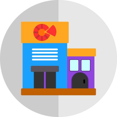 Pizza dükkanı binası simgesi, vektör illüstrasyon tasarımı