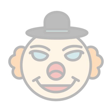 Palyaço simgesi çizimi web ve mobil uygulama için beyaz arkaplanda izole edildi