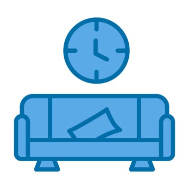kanepe ve saat izole edilmiş ikon vektör çizimi tasarımı