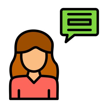 Konuşma balonu vektör çizimi olan kadın