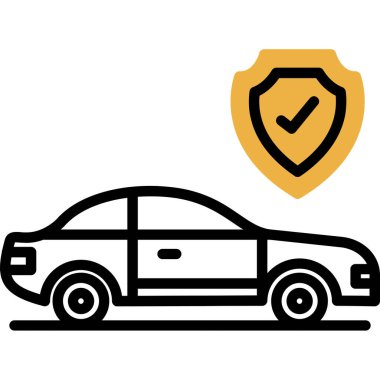 Otomobil sigortası web simgesi beyaza izole edilmiş basit illüstrasyon 