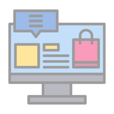 çevrimiçi alışveriş simgesi, vektör illüstrasyonu