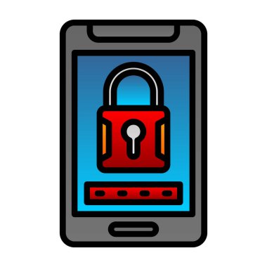 akıllı telefon güvenlik simgesi, vektör illüstrasyonu 