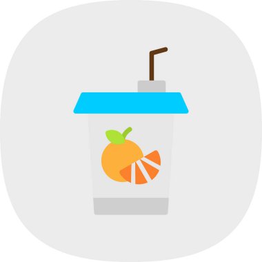 meyve suyu yassı simgesi, vektör, illüstrasyon