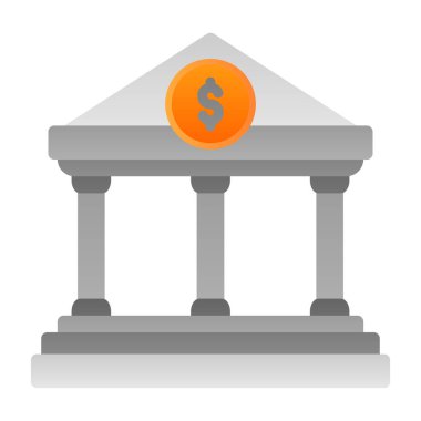 Banka binası vektör simgesi. biçim düz semboldür 