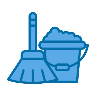 temizlik kovası ve fırça vektör tasarımı.