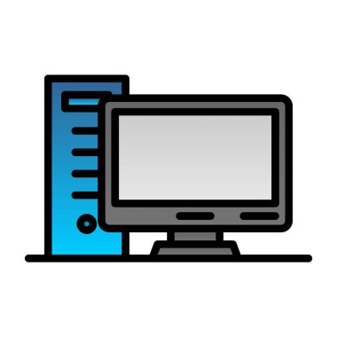 pc bilgisayar simgesinin vektör illüstrasyonu 