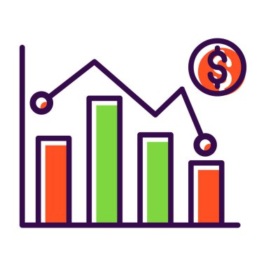 Pazar dalgalanması simgesi, vektör illüstrasyonu