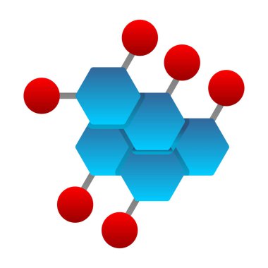Ağ ve mobil uygulama tasarımınız için beyaz arkaplanda izole edilmiş molekül simgesi vektörü, kimya logosu kavramı
