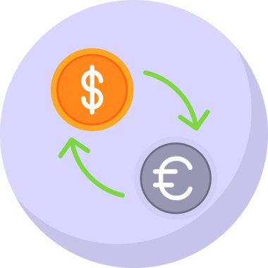 Para birimi değişim simgesi, vektör illüstrasyonu beyaz üzerine basit tasarım 