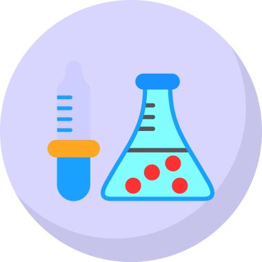 Kimya şişesi web simgesi, basit vektör illüstrasyonu