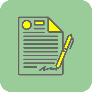 Dosya belgesi simgesi, Sözleşme, vektör illüstrasyonu