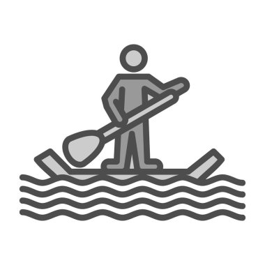 Paddle surf vektör simgesi basit tasarım illüstrasyonu